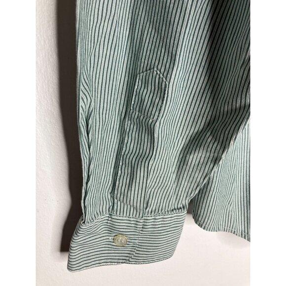 Karen Scott Christmas Embroidered Button-Up Shirt Santa Toys Green Striped - Picture 9 of 10